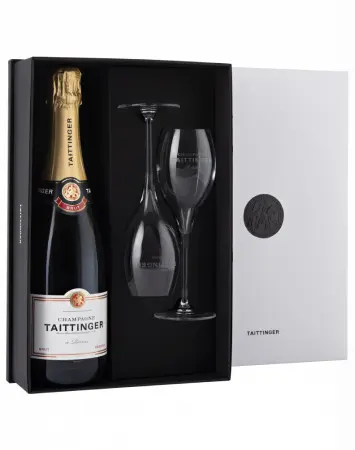 Champagne Taittinger Brut Reserve cadeaupakket met 2 glazen